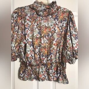 NWT TAHARI Floral Sleeve Top Blouse XL